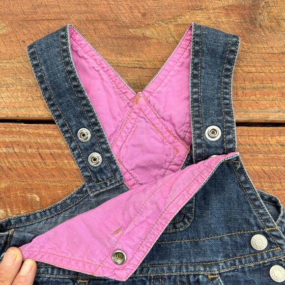 Vintage Old Navy Baby Denim Overall Dress 3-6M | Ruffle Skirt Pocket Y2K Jumper - Picture 12 of 14